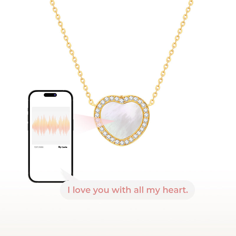 totwoo Memory Digital Locket Necklace (Gold Plated Mother of Pearl)