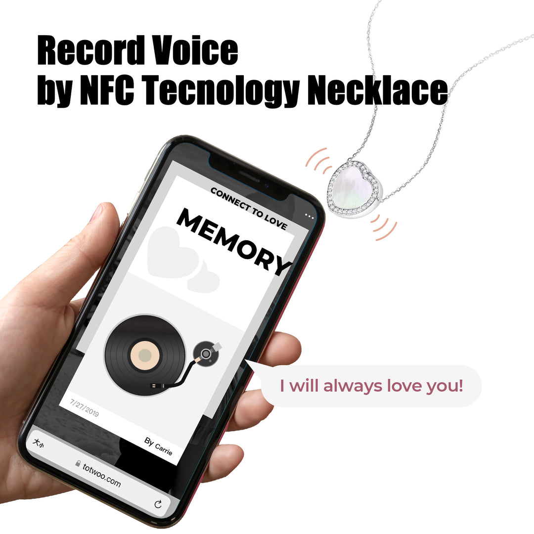 Totwoo Memory NFC Halskette (18 Karat Weißgold plattiertes Silber & Perlmutt)