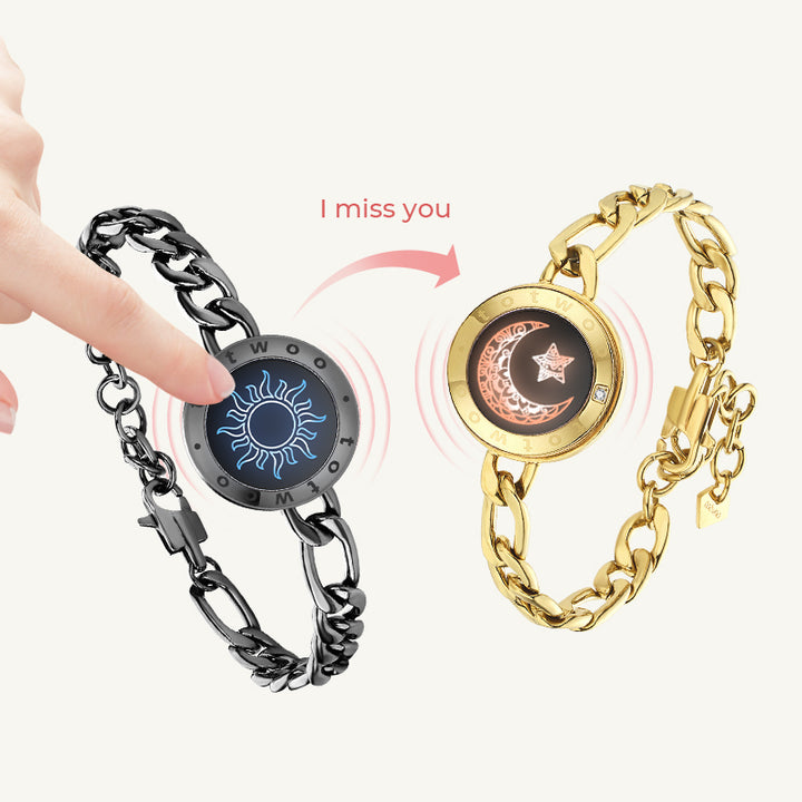 Sonne&Moon Touch-Armbänder mit Figaro-Kette (Schwarz+Gold)