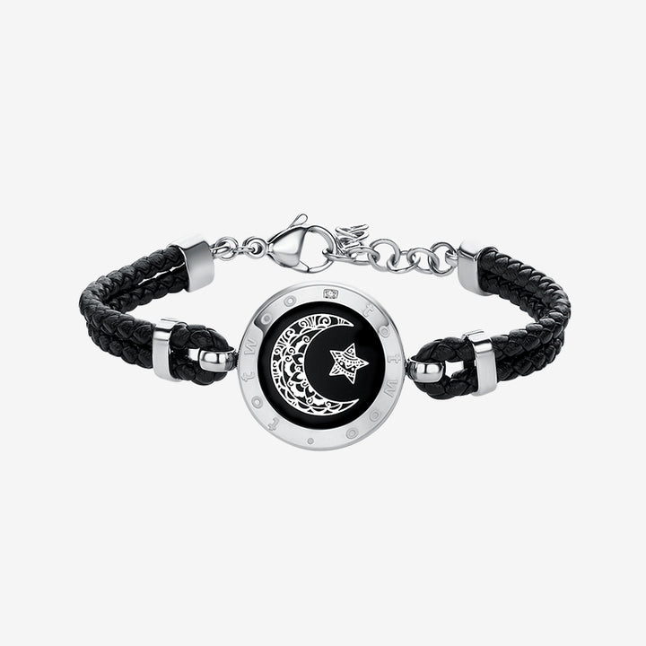 Mond -Touch -Armband mit aus Leder geflochtenem Kabel
