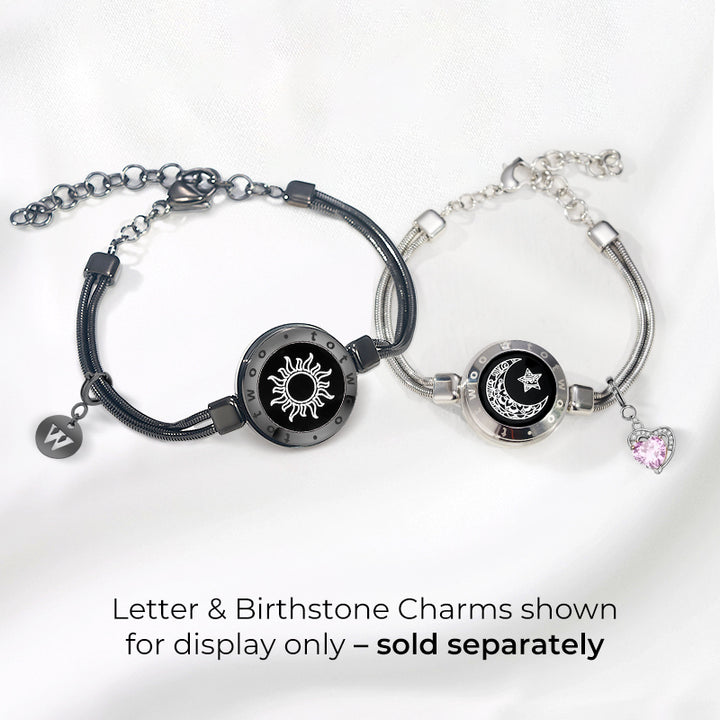 Sonne & Moon Touch-Armbänder mit Schlangenkette (Schwarz+Silber)