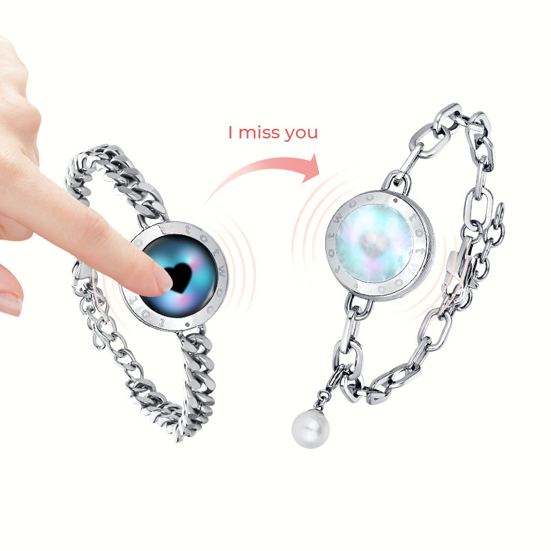 Seelenverwandte 2.0 Touch Armbänder (silberkubanische Kette+Silber -Figaro -Kette)