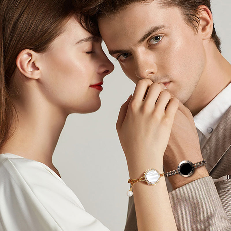 Seelenverwandte 2.0 Touch Bracelets Set (silberkubanische Kette+Gold Figaro -Kette)