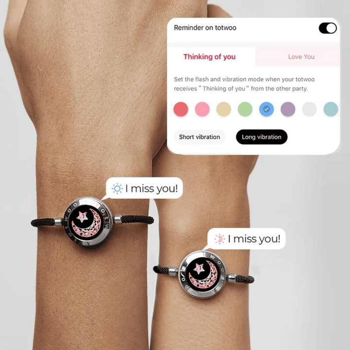 Mond & Star Touch-Armbänder mit Milan-Seil (Schwarz+Schwarz)