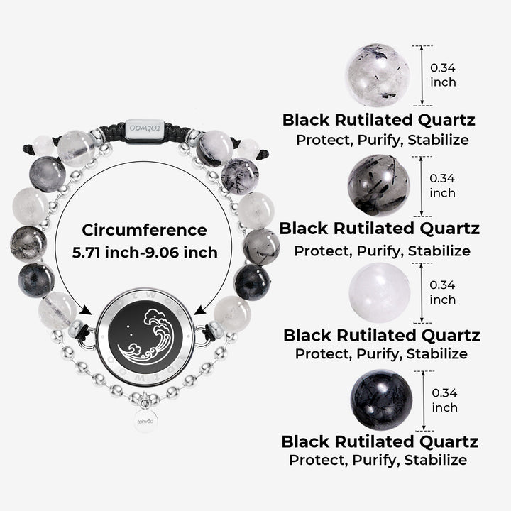 Berg & Sea Touch-Armbänder mit Perlen aus schwarzem Rutilquarz
