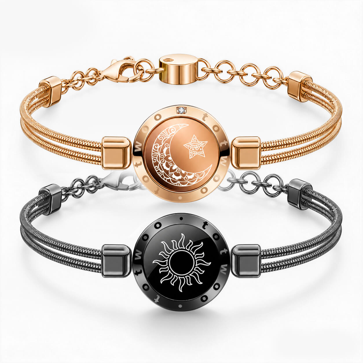 Sun and Moon Touch Bracelets with Snake Chain