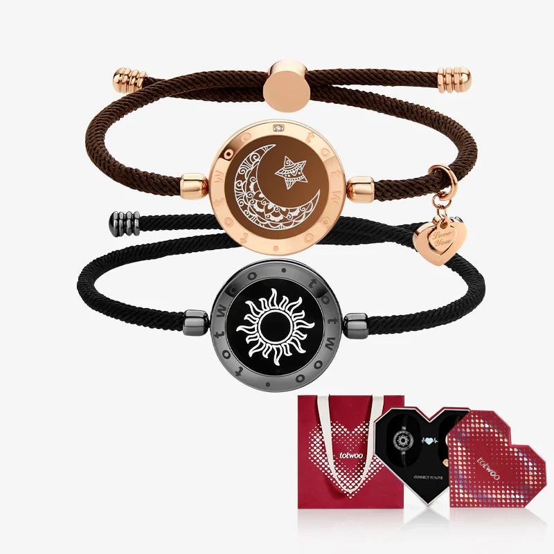 [Totwoo Signal Gift Box] Sun&Moon Touch Bracelets with Milan Rope (Black+Brown)