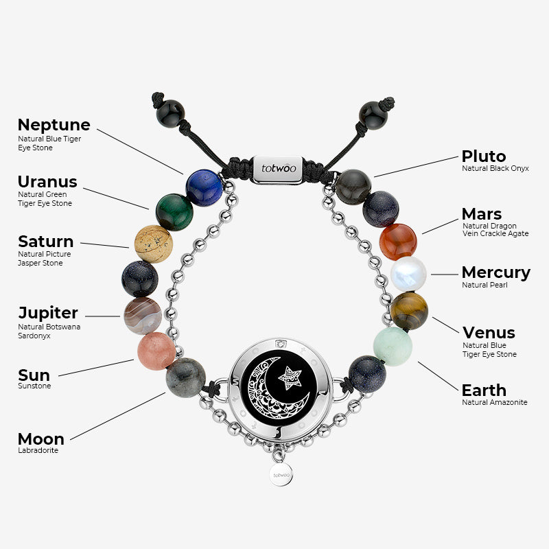 Bracelets du soleil et de la lune avec des perles de tuteur du système solaire