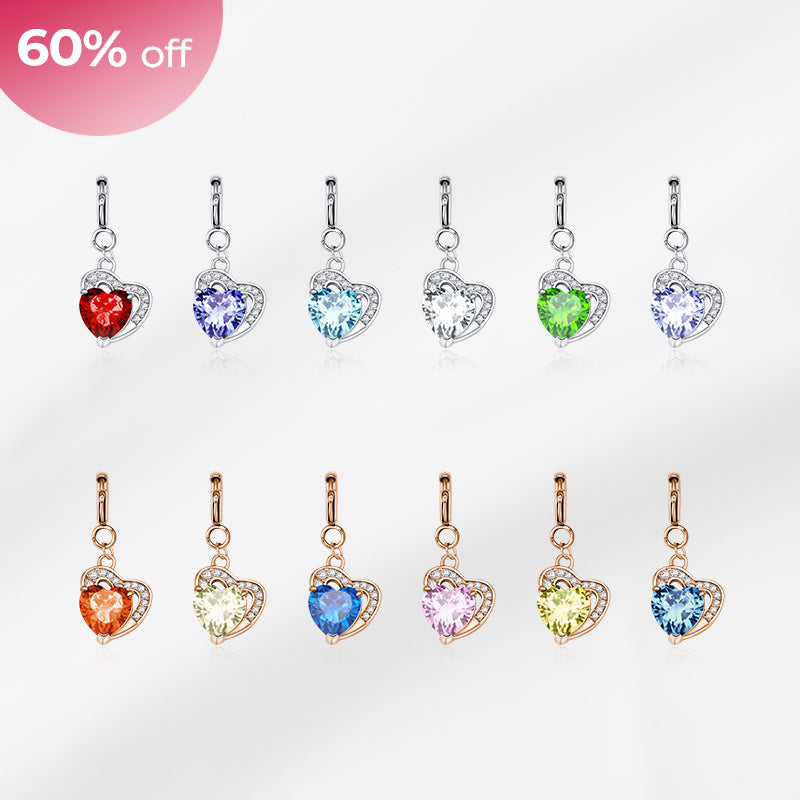 totwoo Birthstone Heart Charms(Silver/Rose Gold)