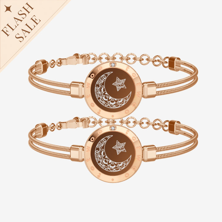 Moon & Moon Touch Bracelets with Snake Chain (Rose Gold+Rose Gold)