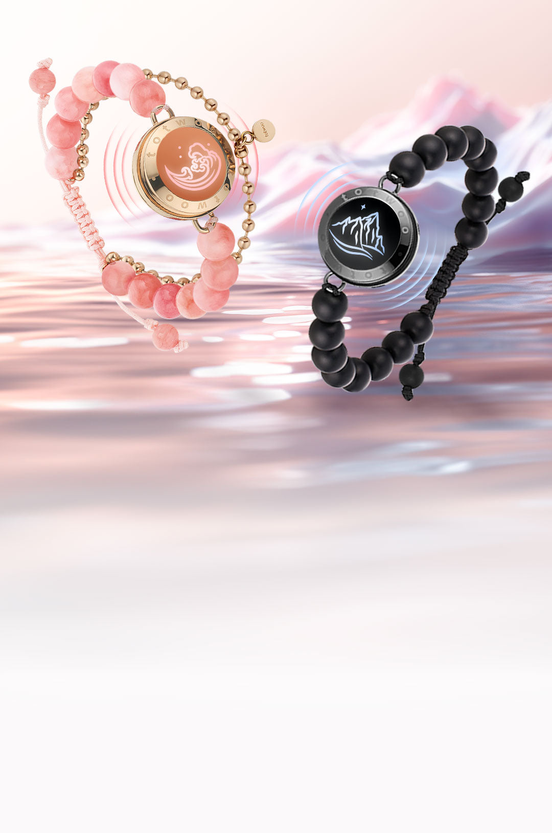 Totwoo バングル 2本セット 黒/ピンク タッチブレスレット – totwoo