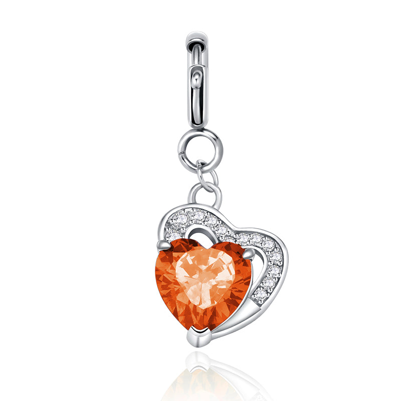 totwoo Birthstone Heart Charms(Silver/Rose Gold)