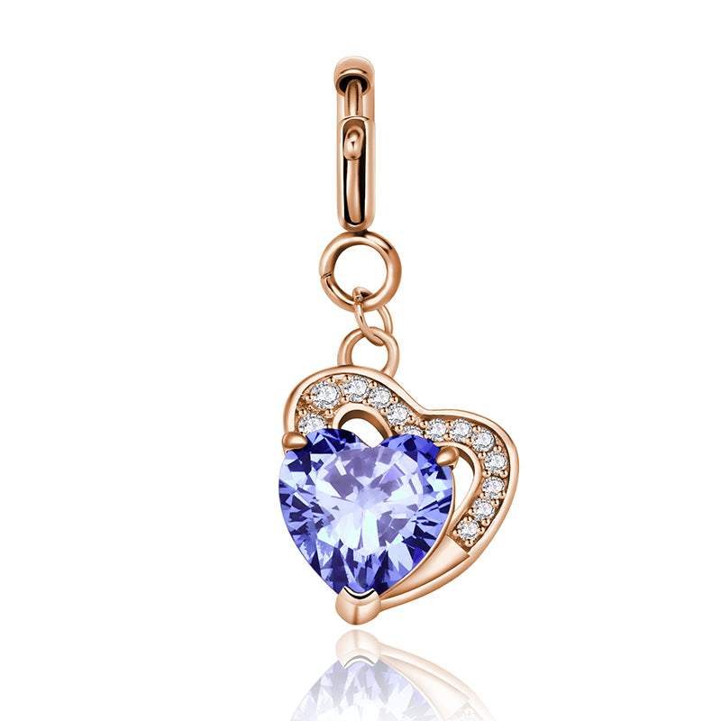 totwoo Birthstone Heart Charms(Silver/Rose Gold)