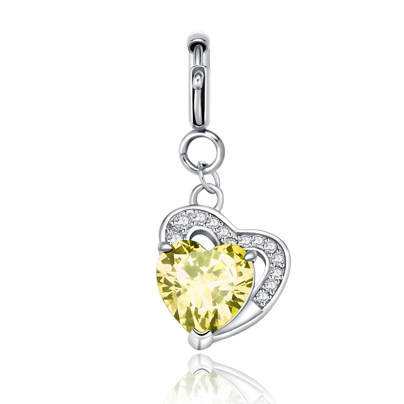 totwoo Birthstone Heart Charms(Silver/Rose Gold)