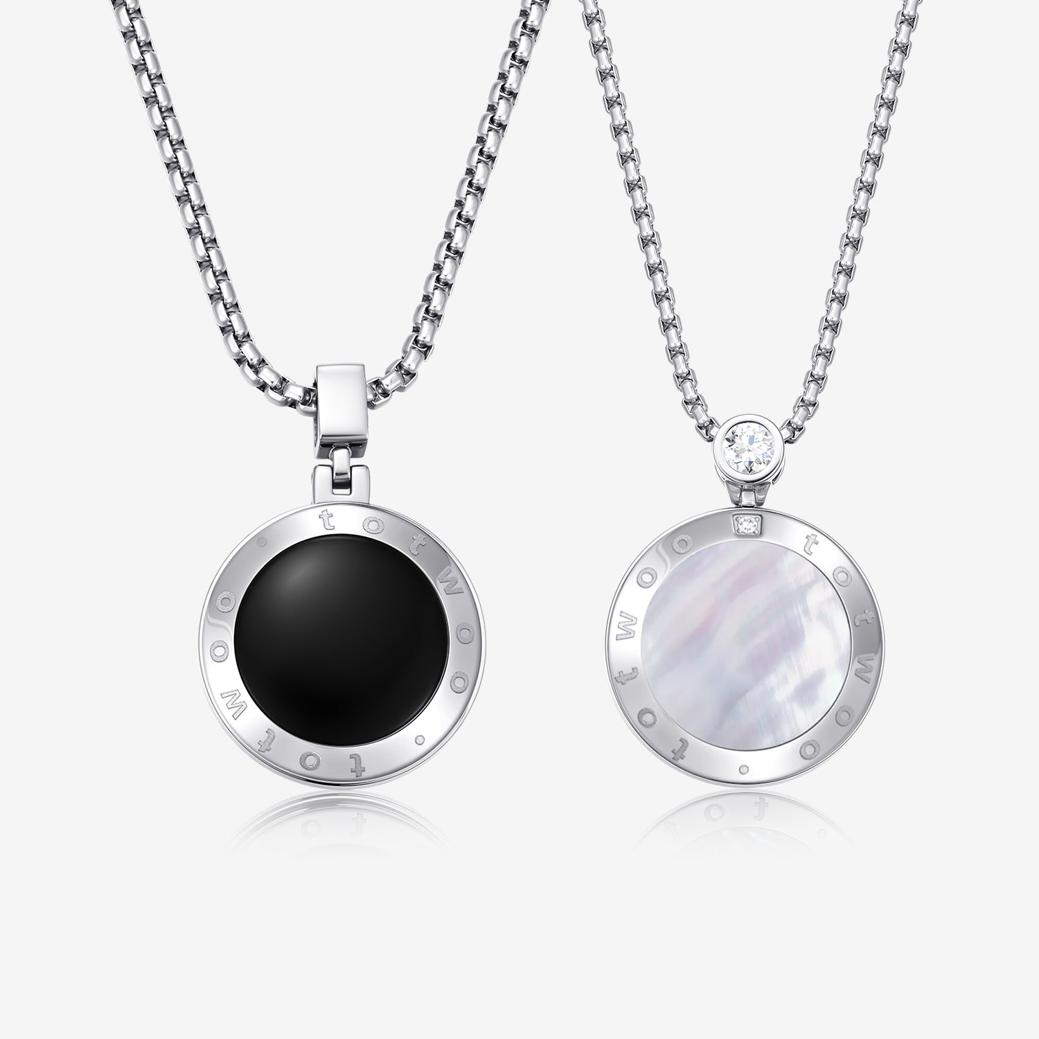 Soulmate 2.0 Touch Necklaces with Obsidian and Mother of Pearl Panels