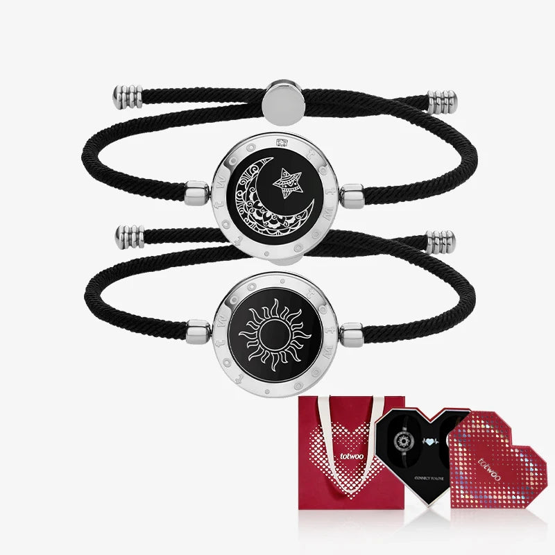 [Totwoo Signal Gift Box] Sun&Moon Touch Bracelets with Black Milan Rope