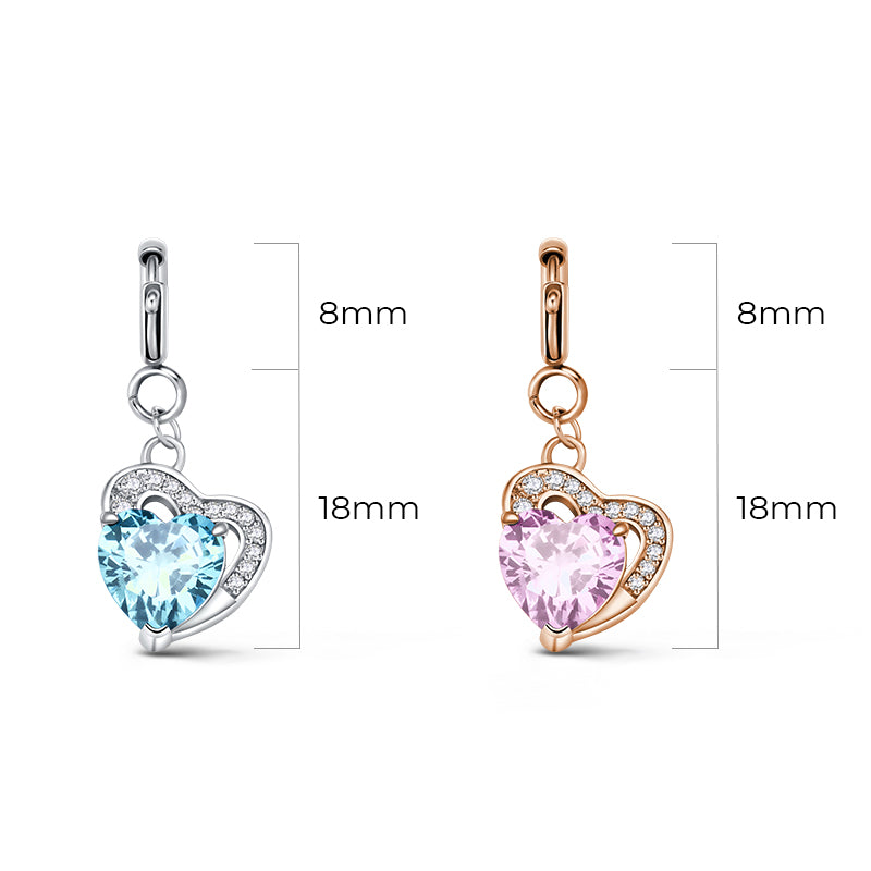 totwoo Birthstone Heart Charms(Silver/Rose Gold)
