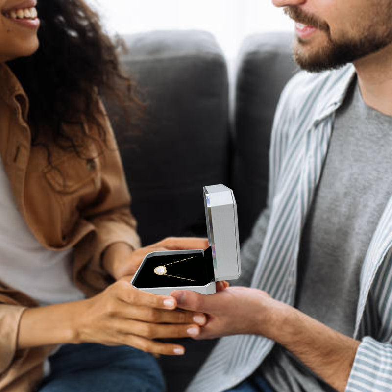 totwoo Memory Digital Locket Necklace (18K Gold Plated Silver & Mother of Pearl)