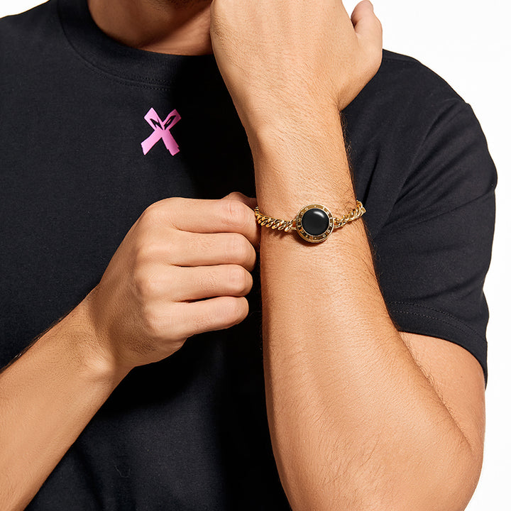Pulseras de alma gemela 2.0 táctil (cadena cubana de oro+cadena de figaro de oro)