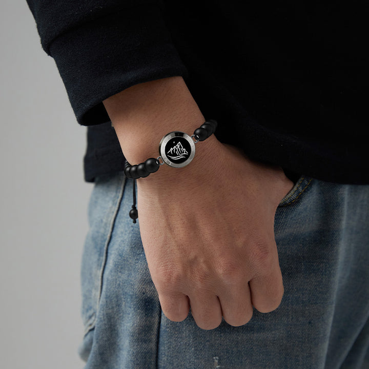 Mountain & Sea Touch Armbänder mit Perlen aus schwarzem Achat und rosa persischer Jade