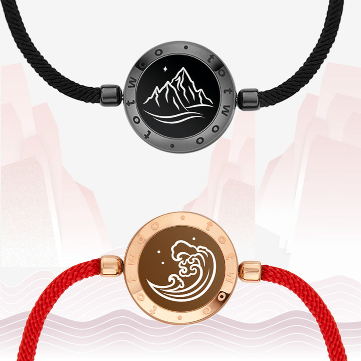 Mountain & Sea Touch-Armbänder mit Milan-Seil (Schwarz + Roségold)