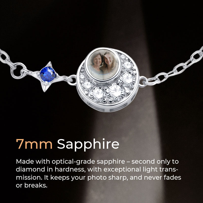 925 Silver Star & Moon Photo Bracelet with Enhanced Projection Stone