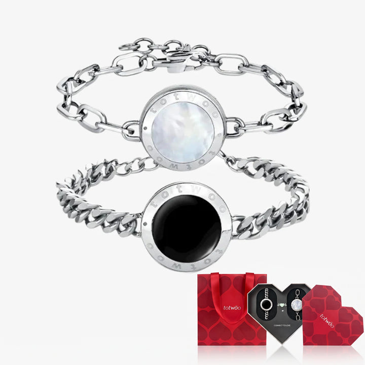 Soulmate 2.0 Touch-Armbänder – silberne kubanische & Büroklammerketten
