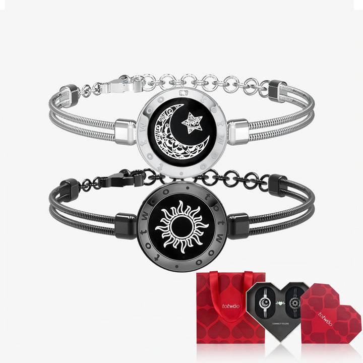 Bracelets Sun & Moon Touch avec chaîne serpent (noir + argent)