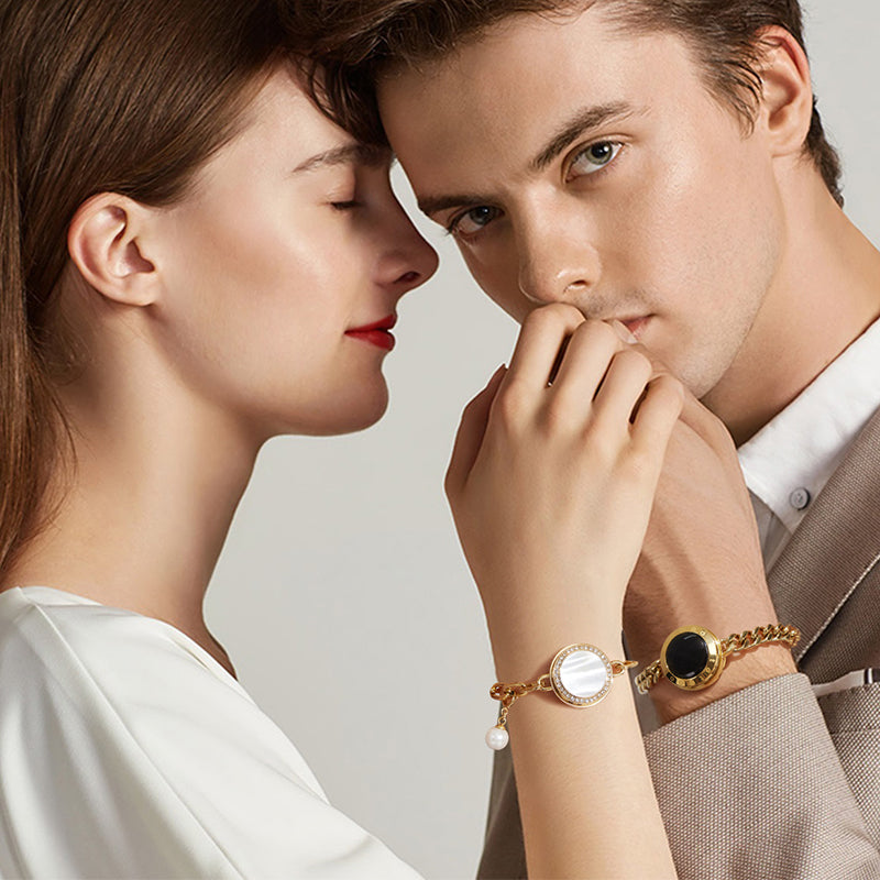 Soulmate 2.0 Touch Bracelets(Gold Cuban Chain+Gold Figaro Chain)