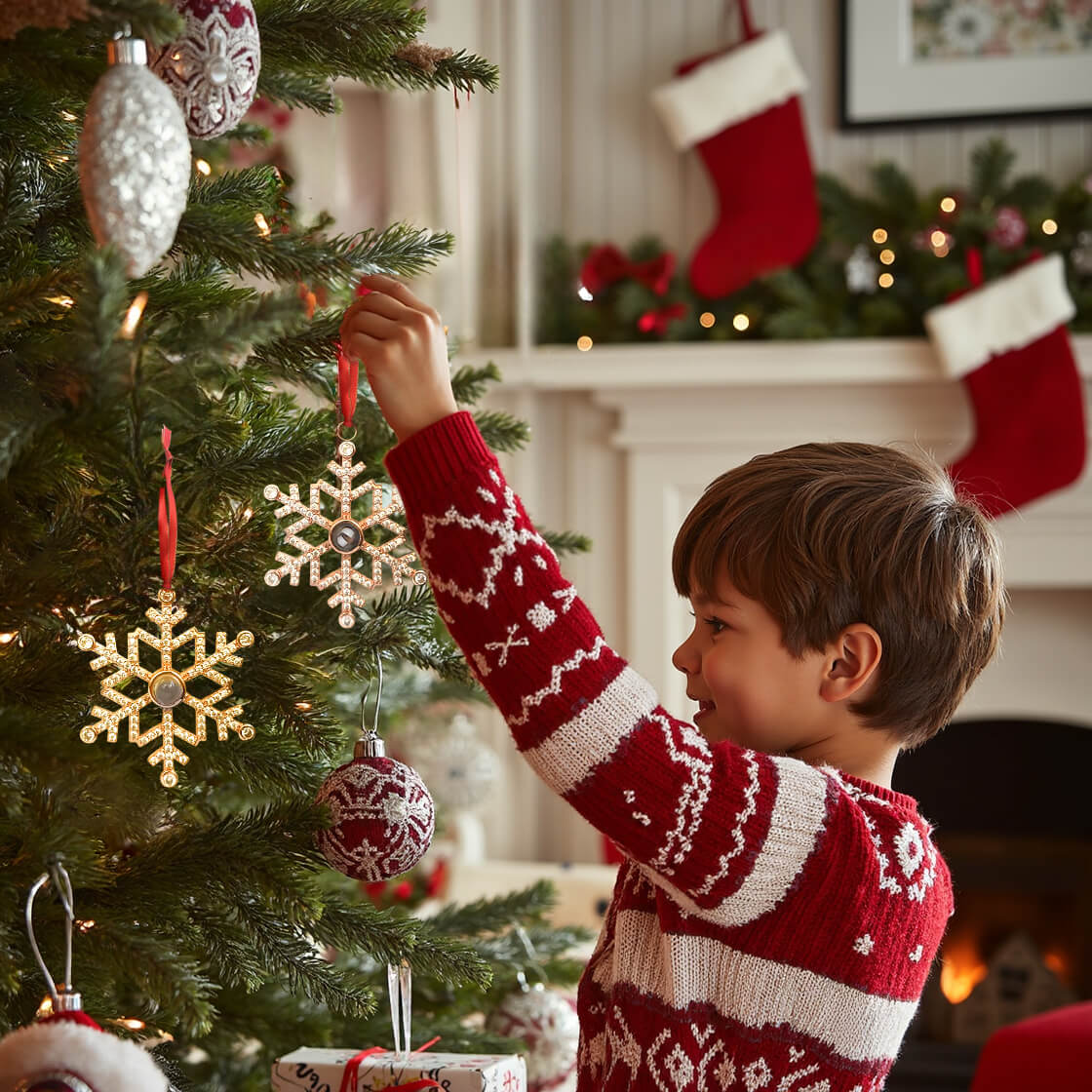 Custom Christmas Snowflake Photo Ornament