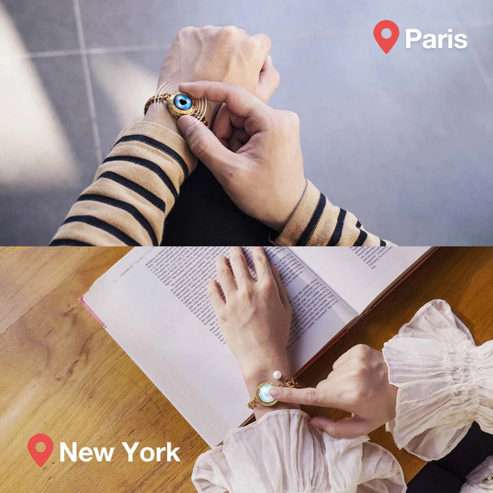 Pulseras de alma gemela 2.0 táctil (cadena cubana de oro+cadena de figaro de oro)
