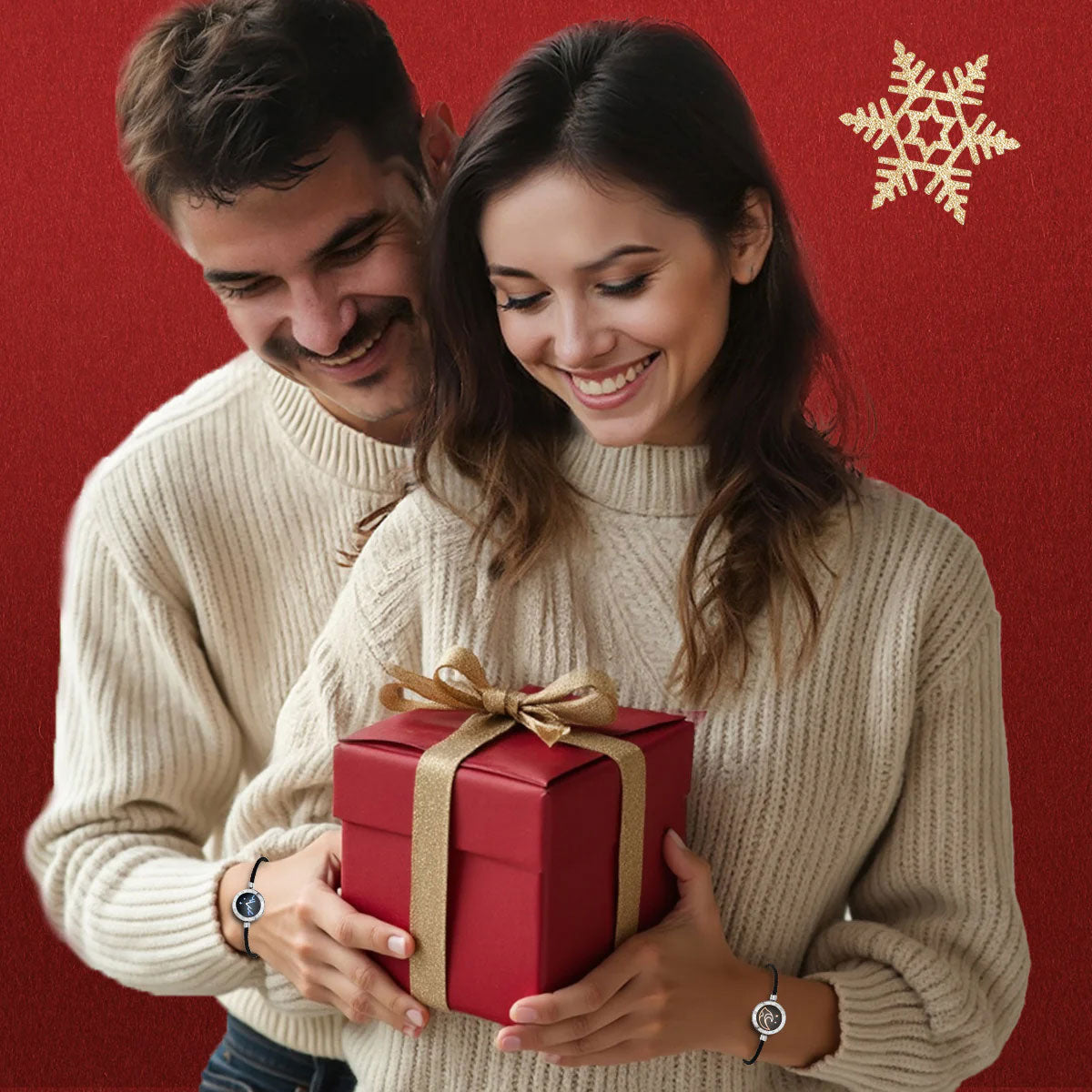 [Connected in Red Gift Packaging] Mountain & Sea Touch Bracelets with Milan Rope (Black+Black)