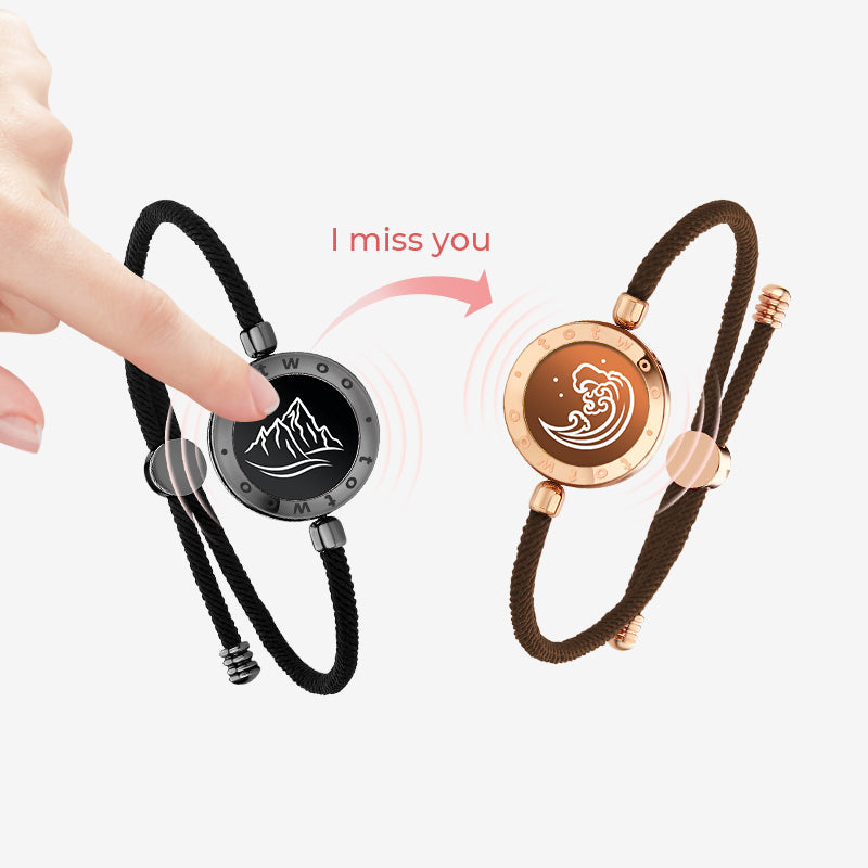 [White Heart Gift التعبئة والتغليف] أساور اللمس الجبلية والبحرية مع Milan Rope (Black+Rose Gold)