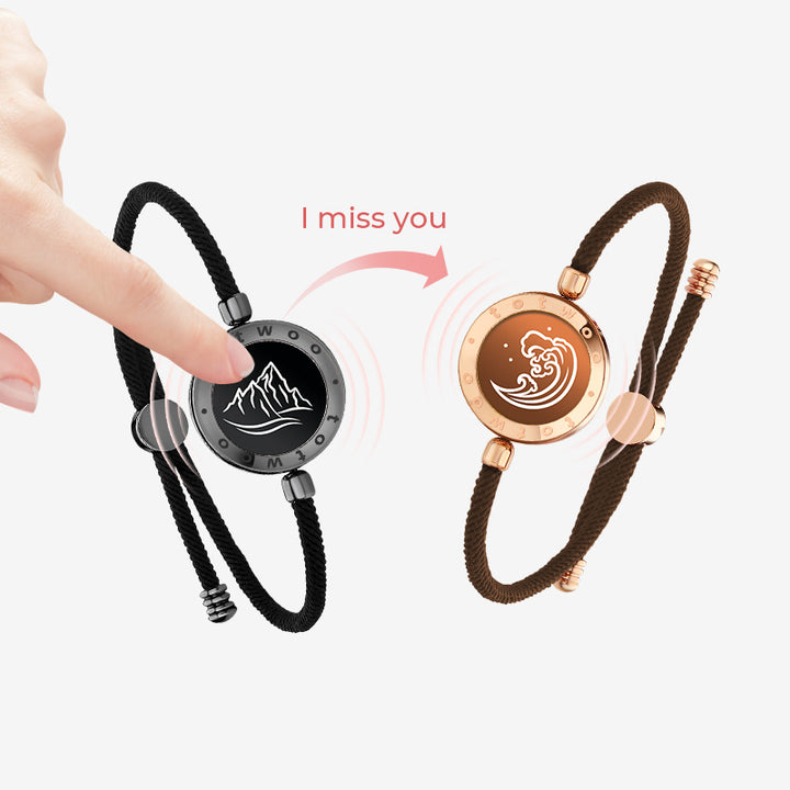 [White Heart Gift التعبئة والتغليف] أساور اللمس الجبلية والبحرية مع Milan Rope (Black+Rose Gold)