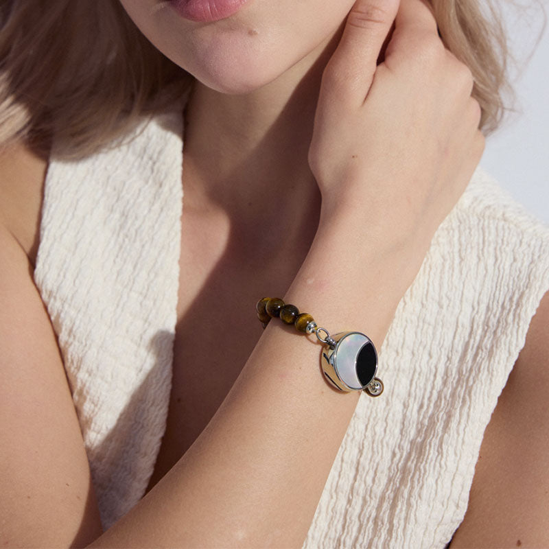 Lunar Glow Touch Bracelets with Tiger's Eye Beads