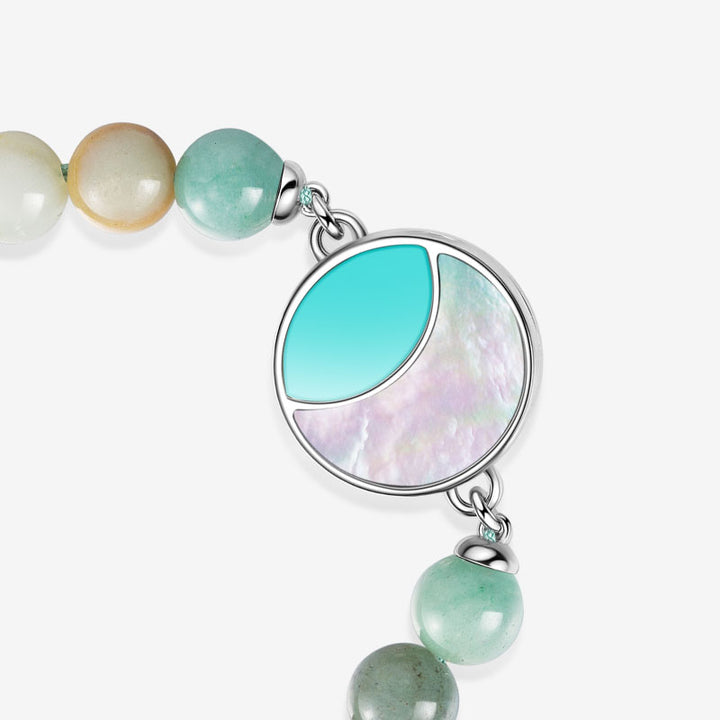 Braceletas Lunar Glow Touch con amazonitas y cuentas negras de onyx