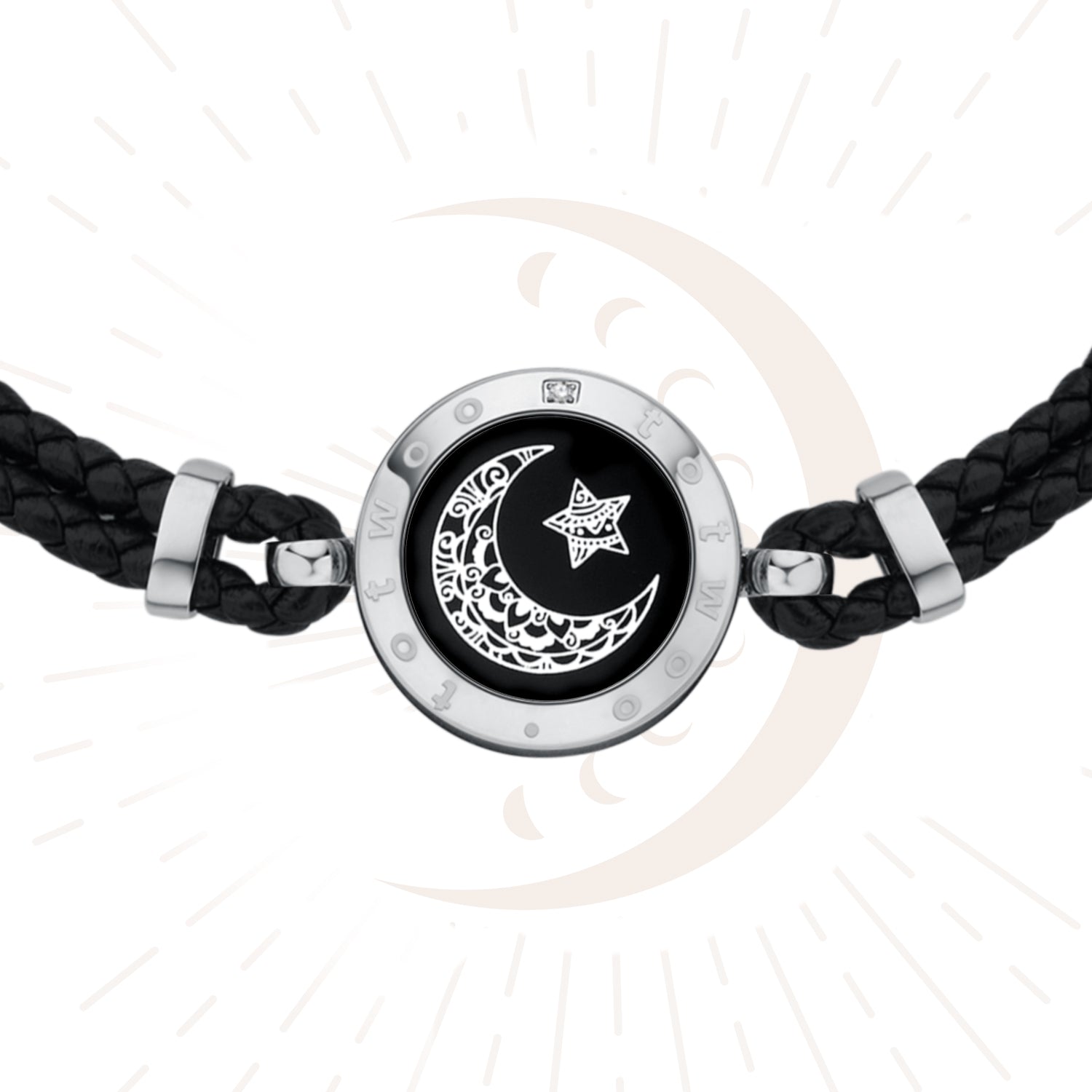 Bracelet Moon Touch avec cordon tressé en cuir