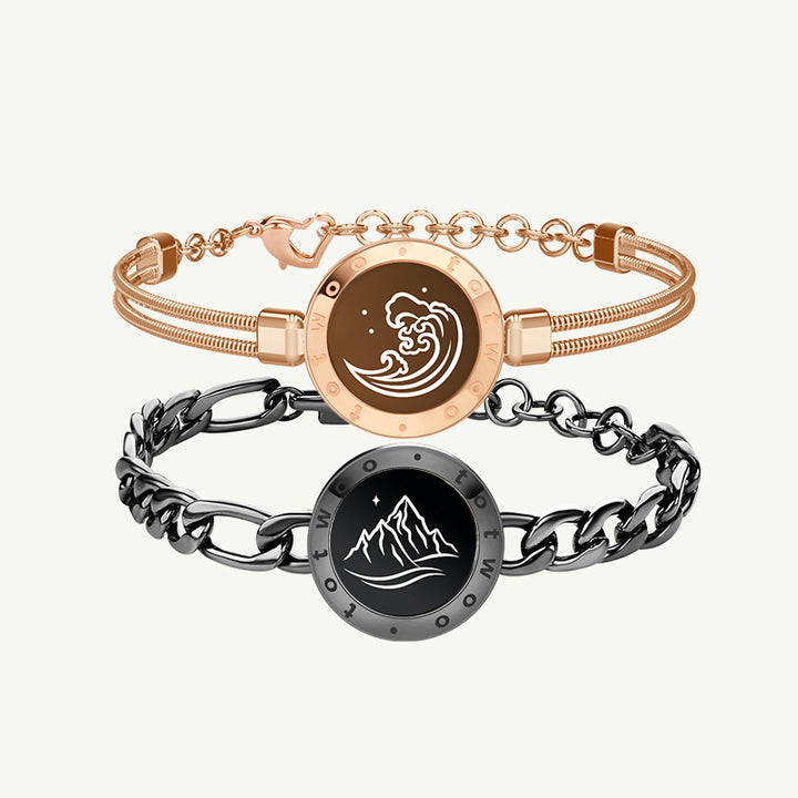 Mountain&Sea Touch Bracelets (Black Figaro Chain+Rose Gold Snake Chain)