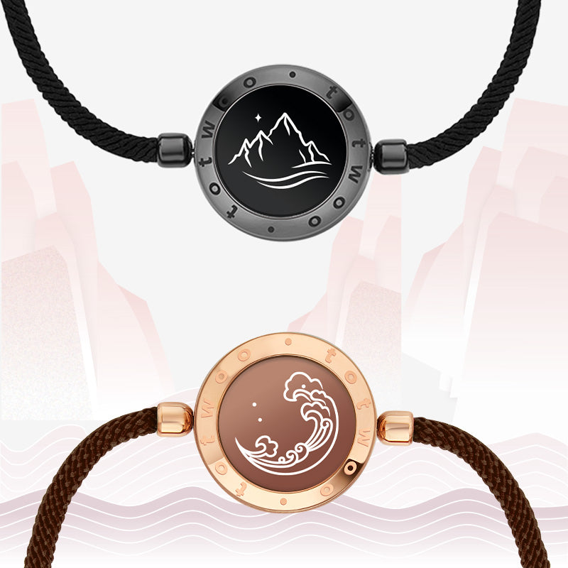 Mountain & Sea Touch Bracelets with Milan Rope (Black+Rose Gold)