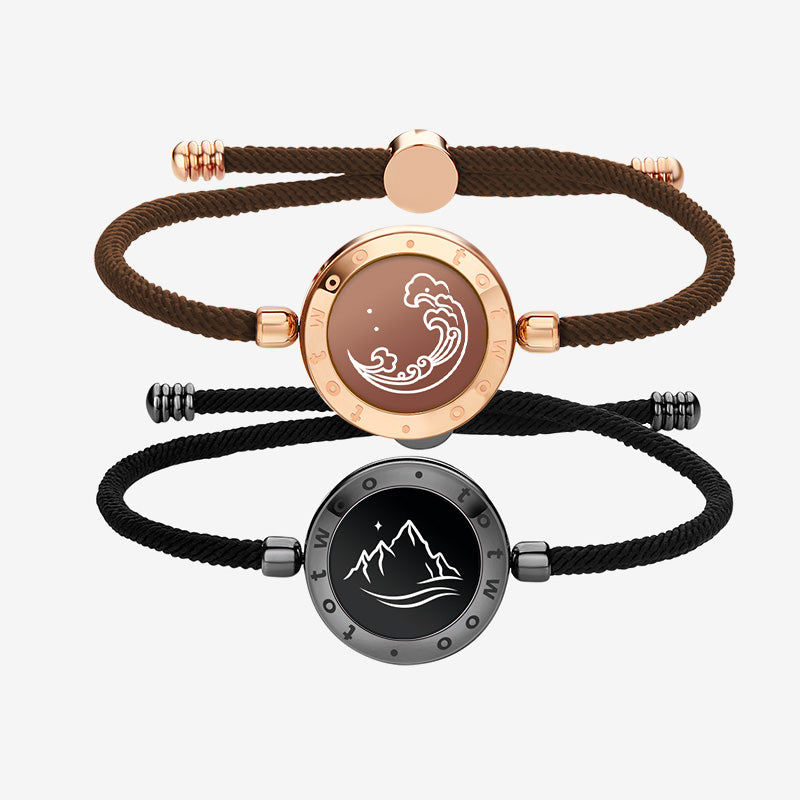 Mountain & Sea Touch Bracelets with Milan Rope - Black and Rose Gold