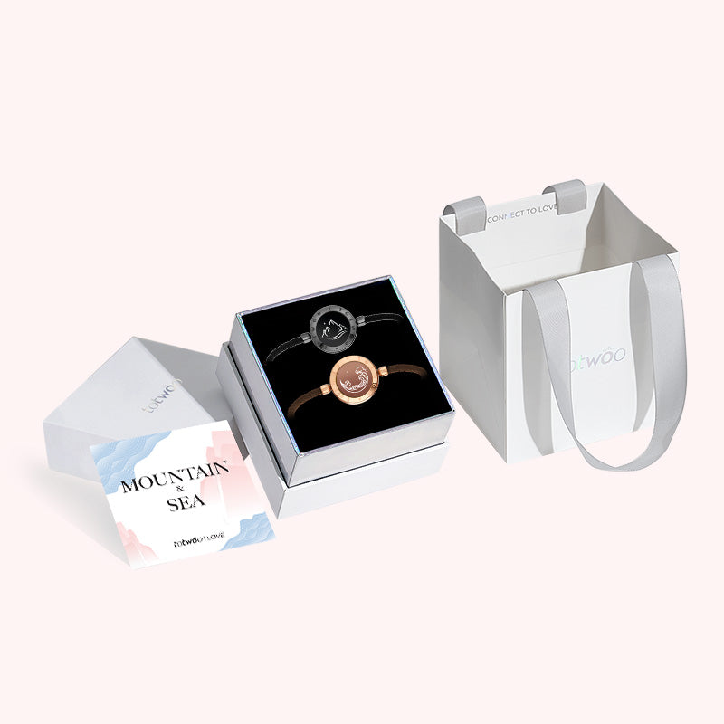 Mountain & Sea Touch Bracelets with Milan Rope (Black+Rose Gold)