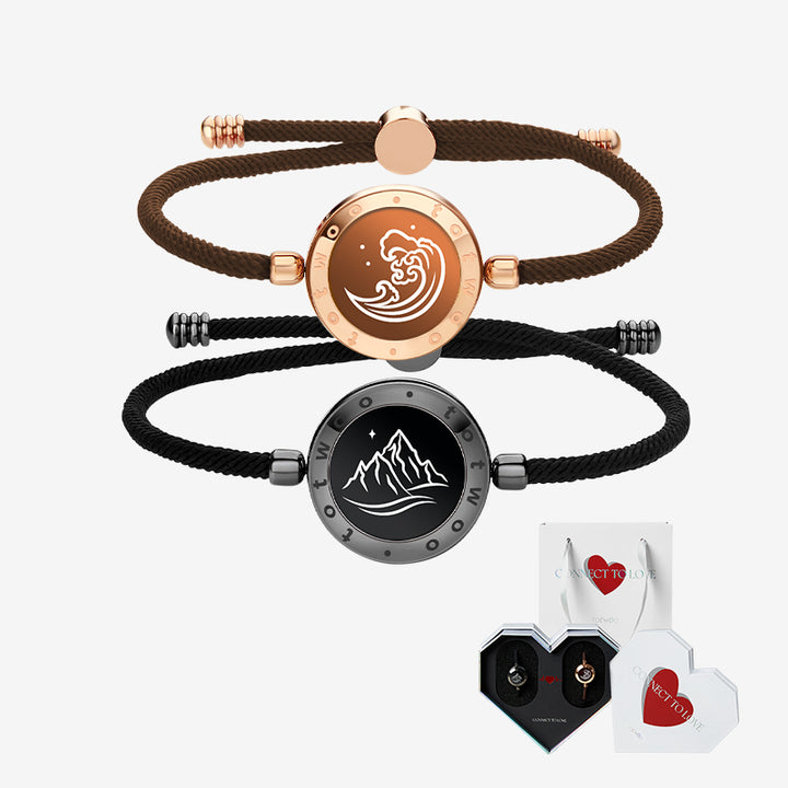 [White Heart Gift التعبئة والتغليف] أساور اللمس الجبلية والبحرية مع Milan Rope (Black+Rose Gold)