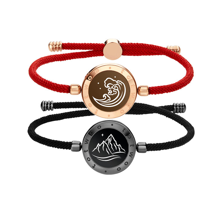 Mountain & Sea Touch-Armbänder mit Milan-Seil (Schwarz + Roségold)