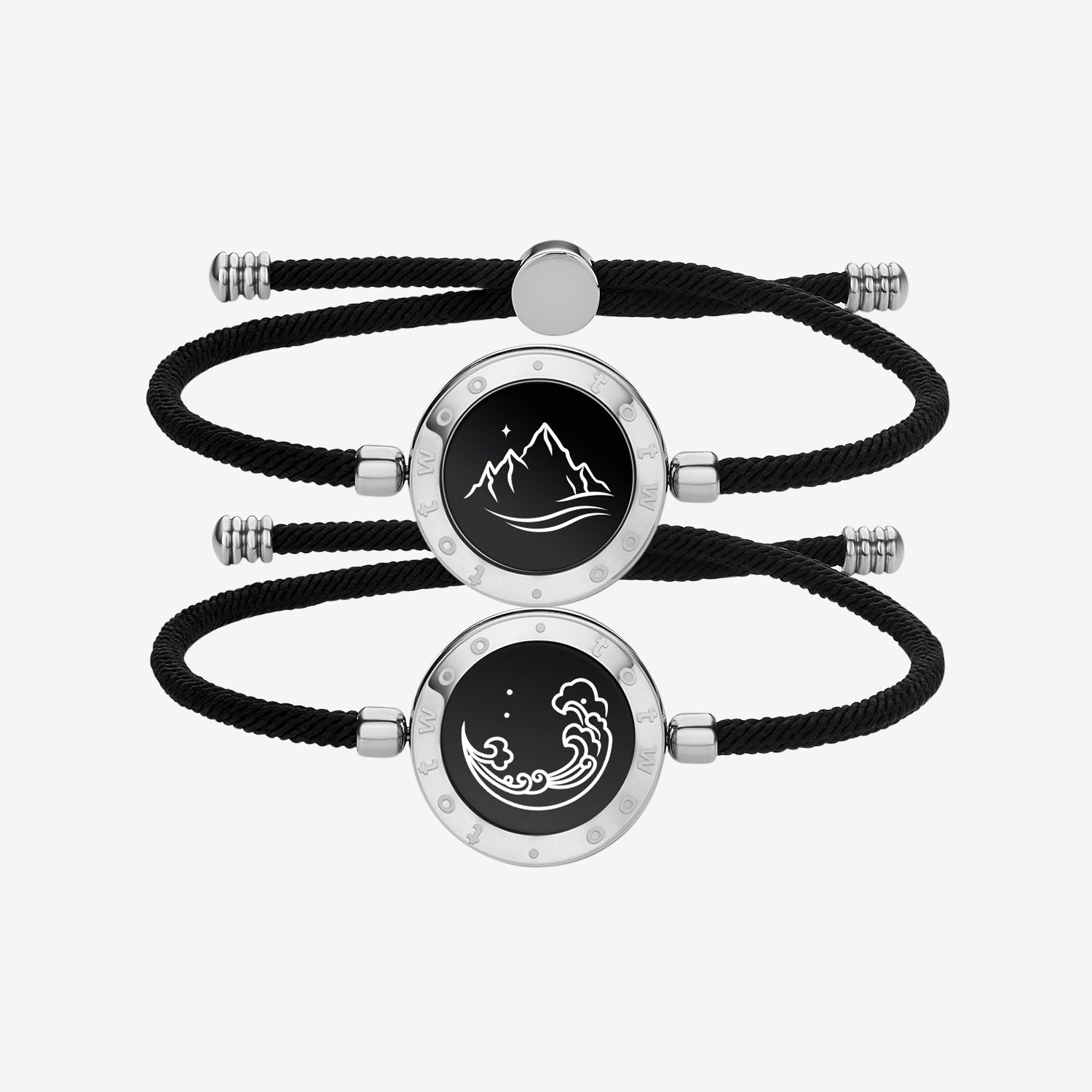 Mountain & Sea Touch Bracelets with Milan Rope (Black+Black)