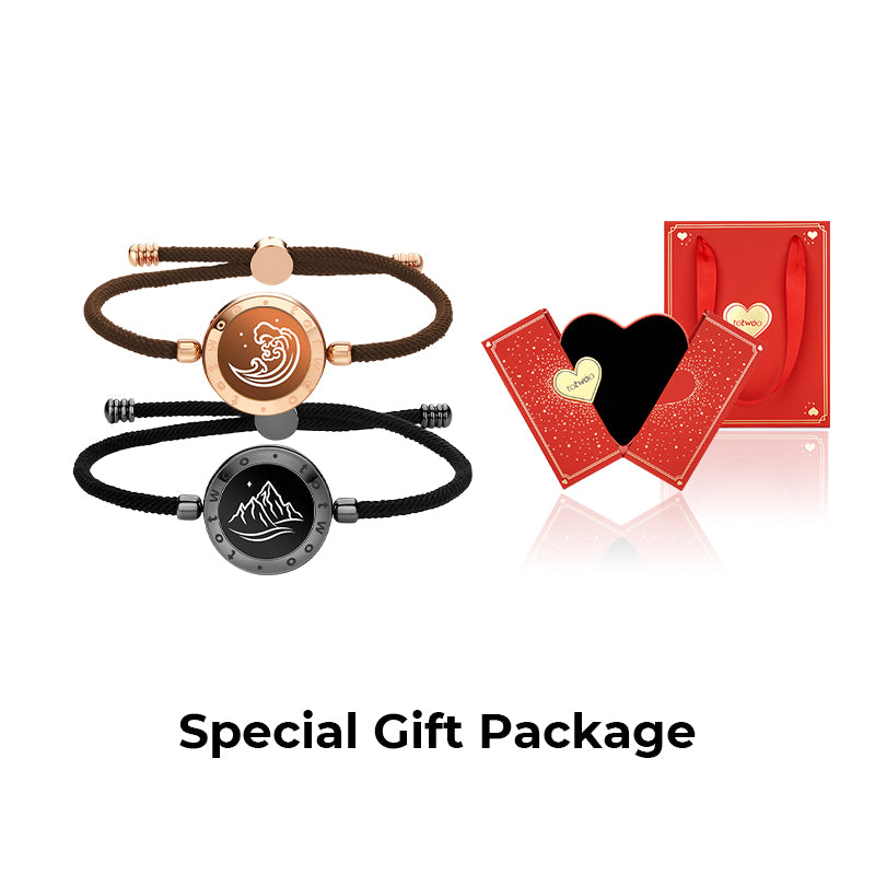 [Connected in Red Gift Packaging] Mountain&Sea Touch Bracelets with Milan Rope (Black+Rose Gold)