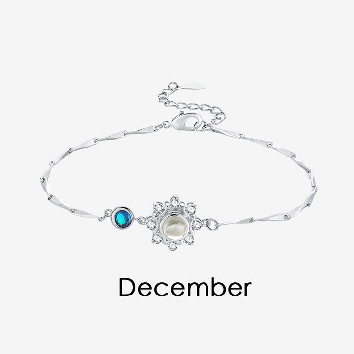 Personalized 925 Silver Birthstone Photo Bracelet