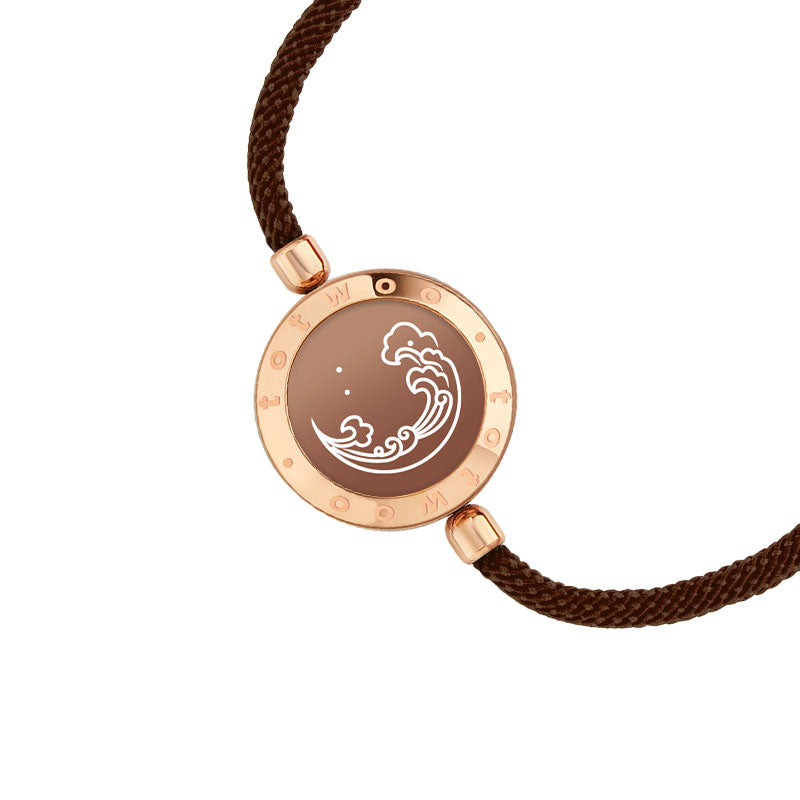 Mountain & Sea Touch Bracelets with Milan Rope (Black+Rose Gold)