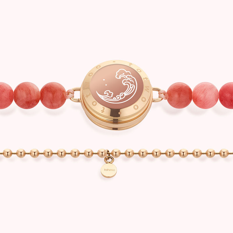 Mountain & Sea Touch Bracelets avec perles d'agate noire et de jade rose de Perse