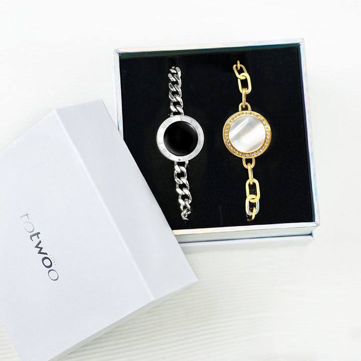 Soulmate Touch  Bracelets - Silver Cuban & Gold Paperclip Chains