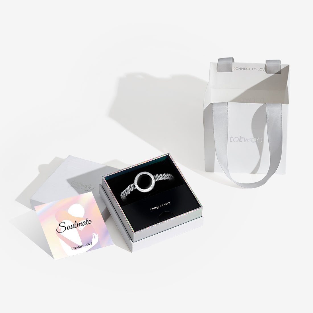 Soulmate 2.0 シングルタッチ ブレスレット (シルバー キューバ チェーン)